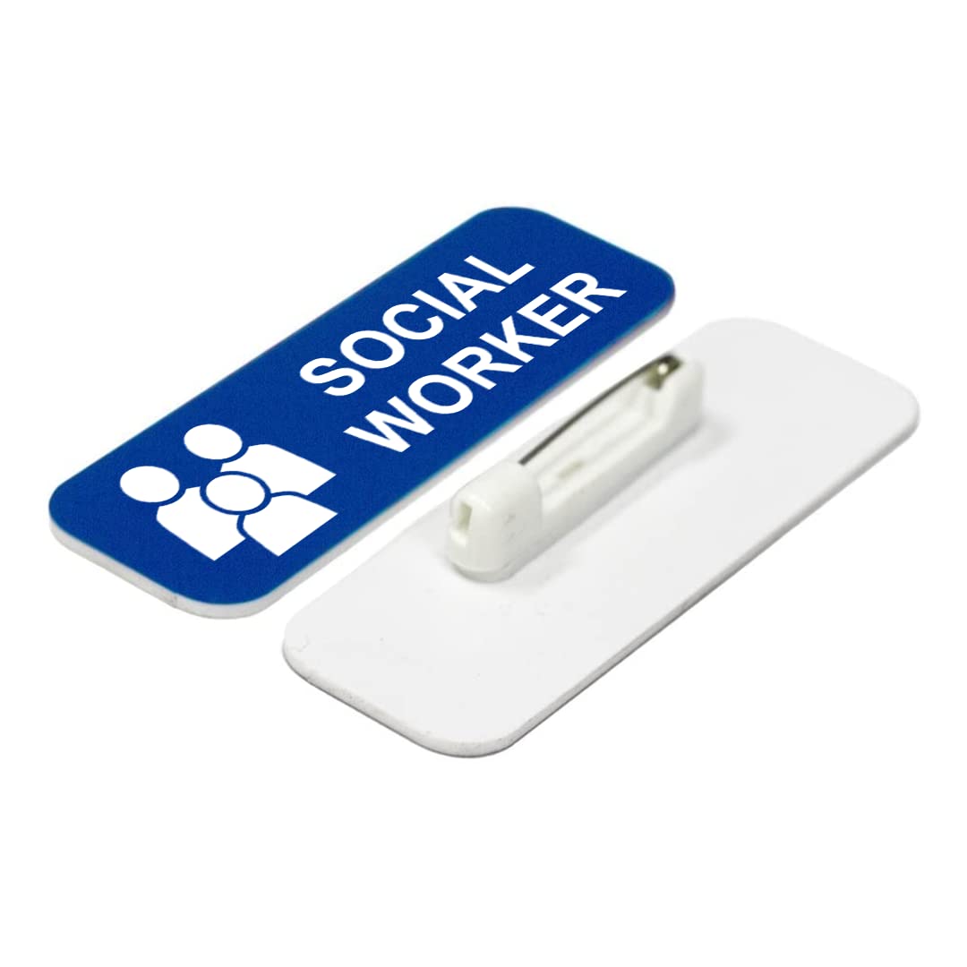 Social Worker 1 x 3" Name Tag/Badge, (3 Pack)