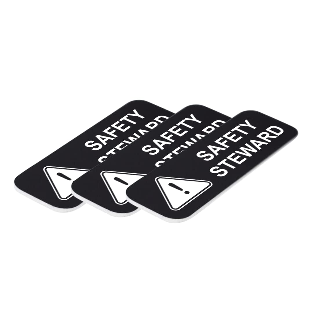 Safety Steward 1 x 3" Name Tag/Badge, (3 Pack)