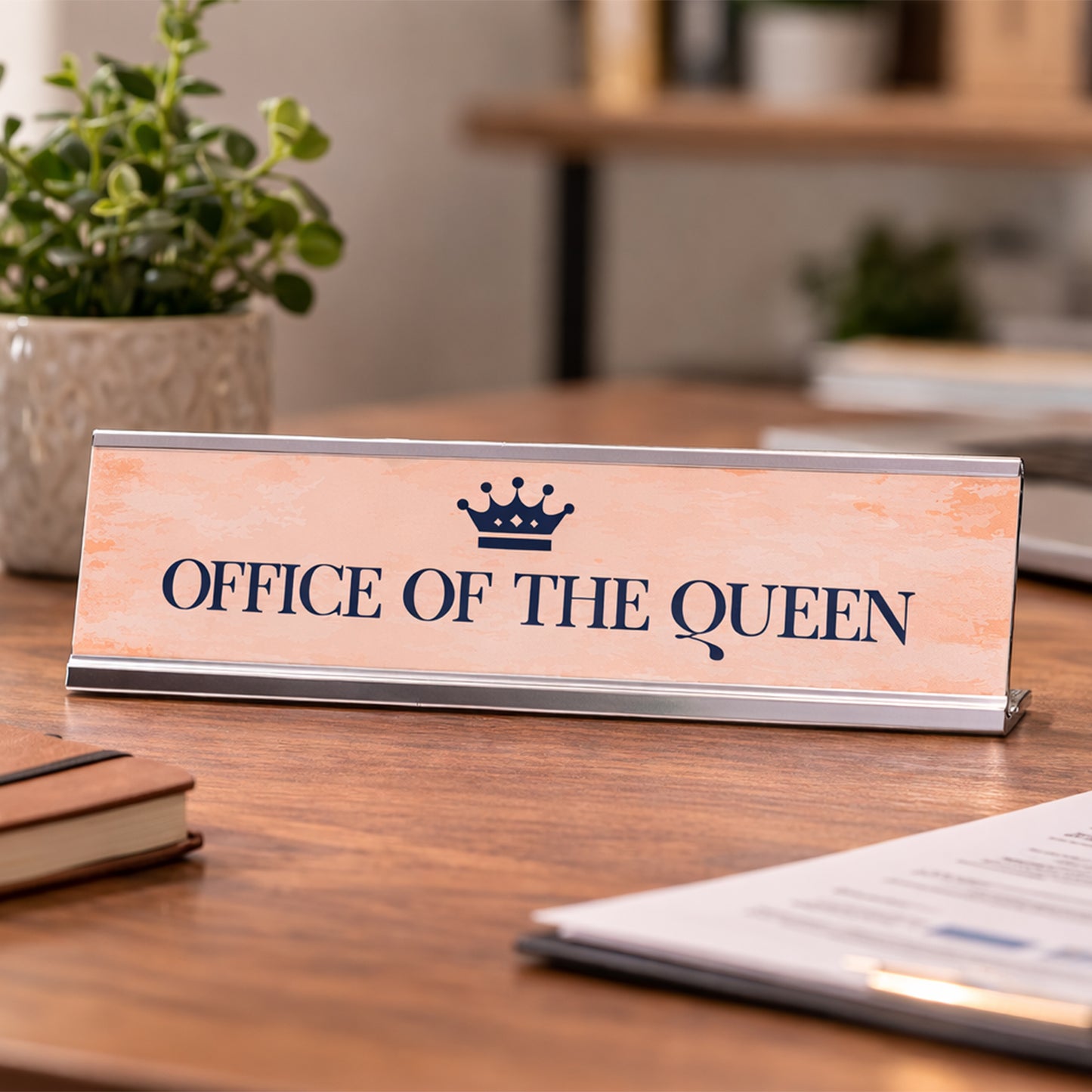 Office of the Queen, Classy Design, Novelty Nameplate Desk Sign (2 x 8")
