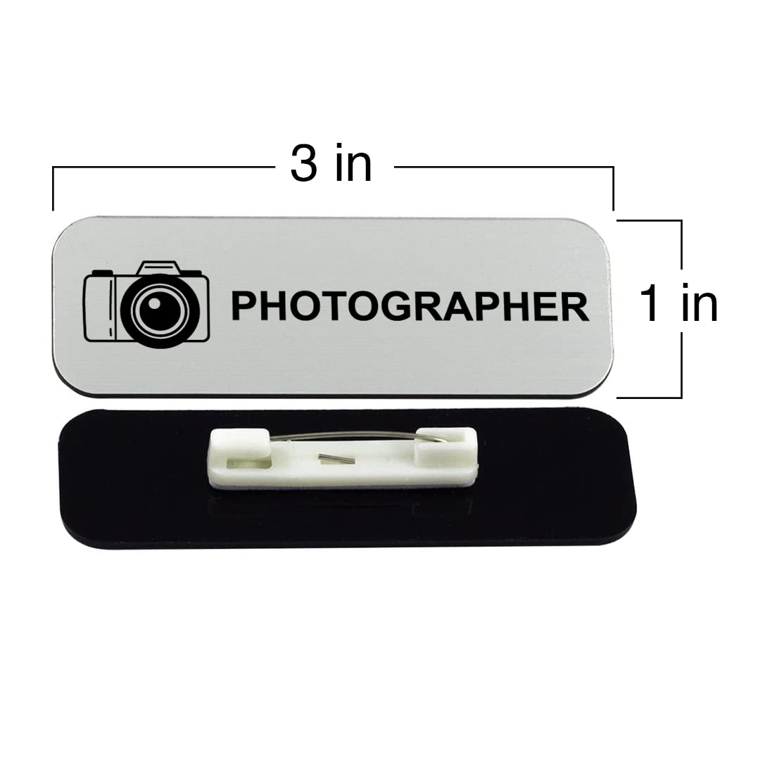 Photographer 1" x 3" Name Tag/Badge, (3 Pack)