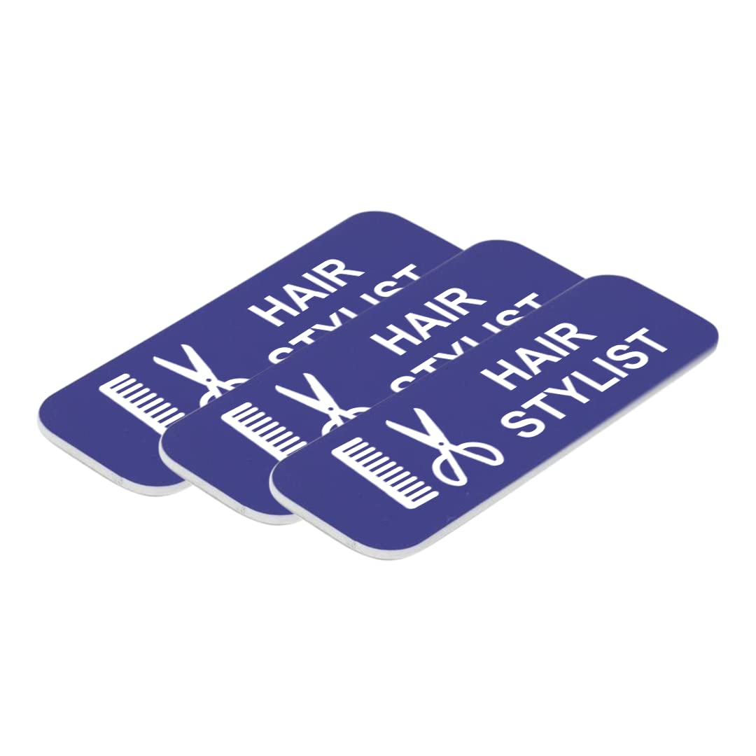Hair Stylist 1 x 3" Name Tag/Badge, (3 Pack)