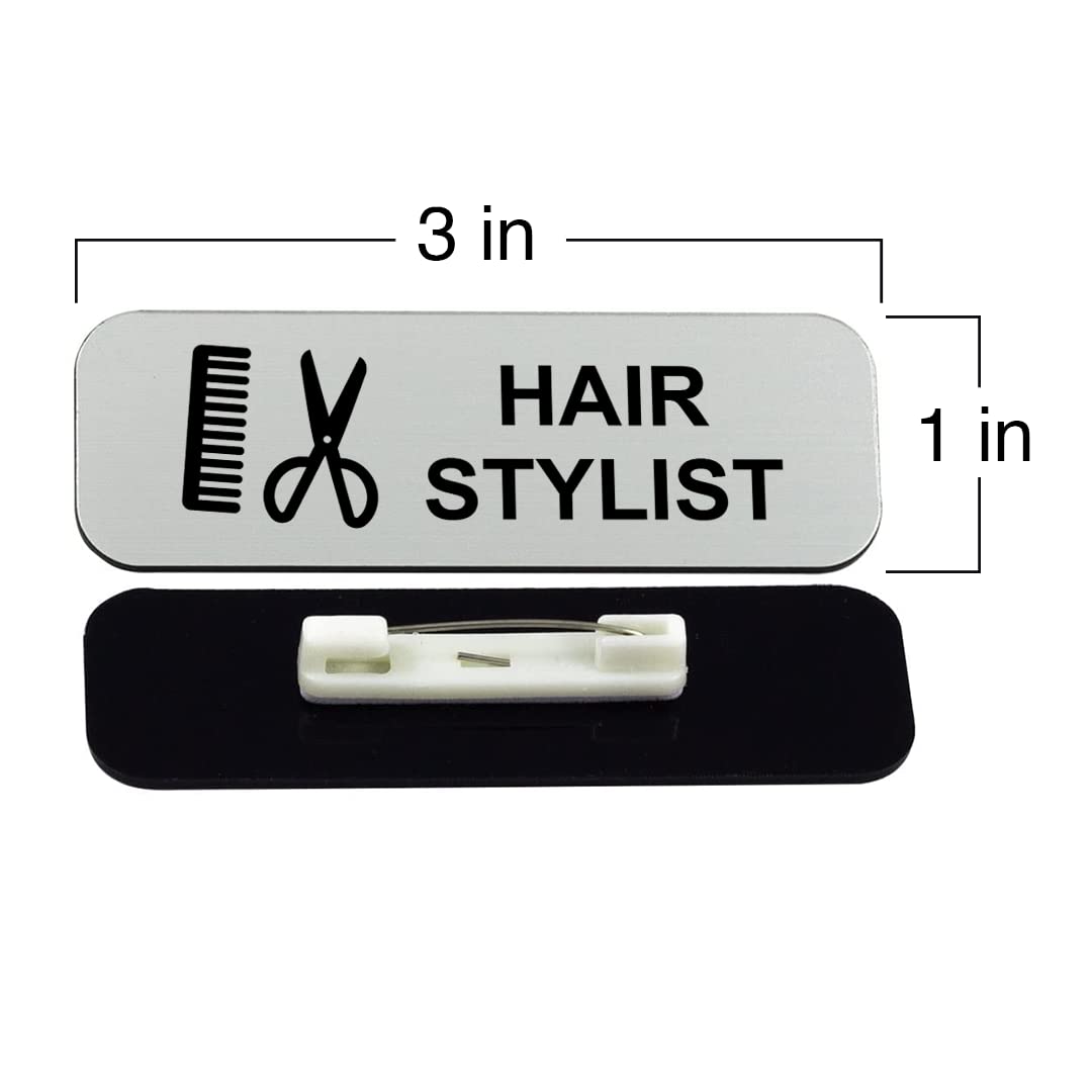 Hair Stylist 1 x 3" Name Tag/Badge, (3 Pack)