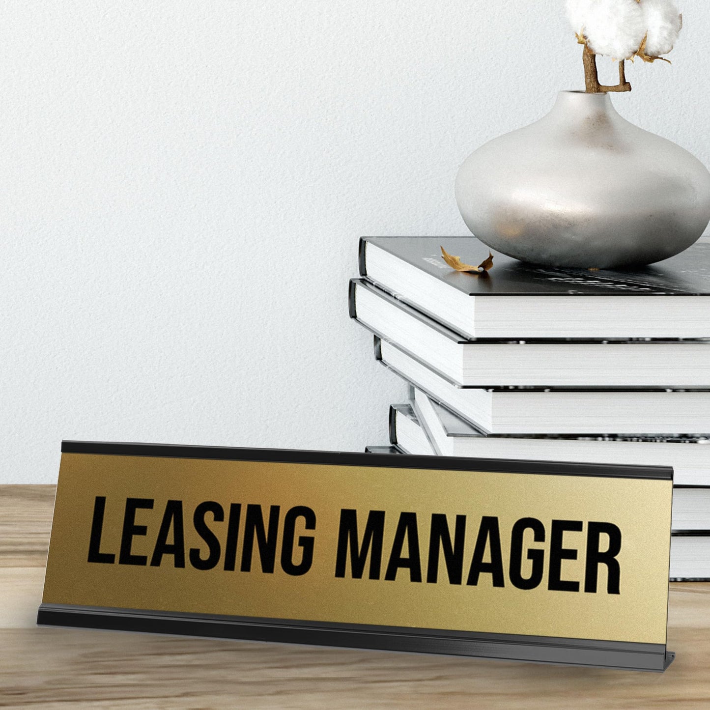 Signs ByLITA Leasing Manager Black Frame Desk Sign (2x8")