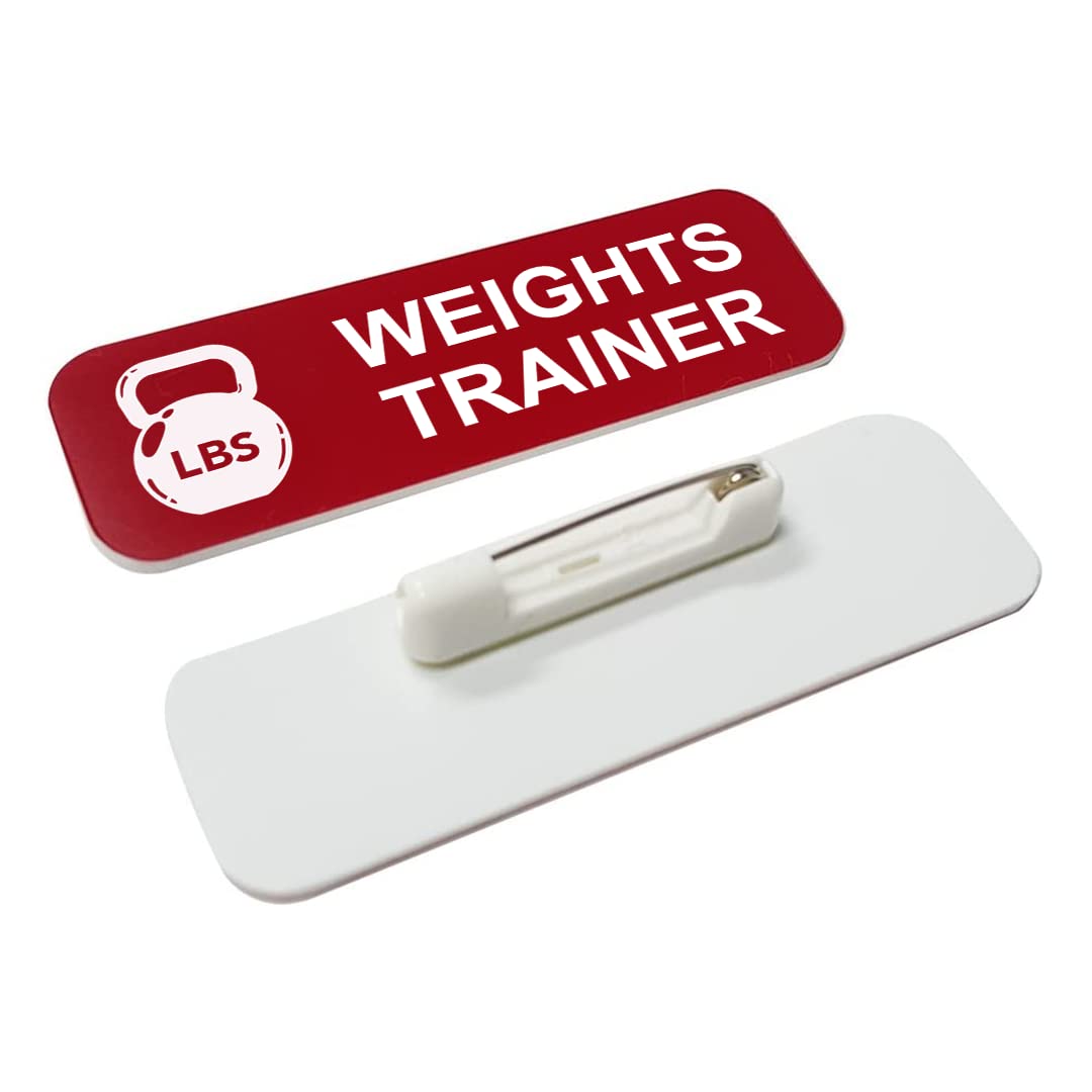 Weights Trainer 1 x 3" Name Tag/Badge, (3 Pack)