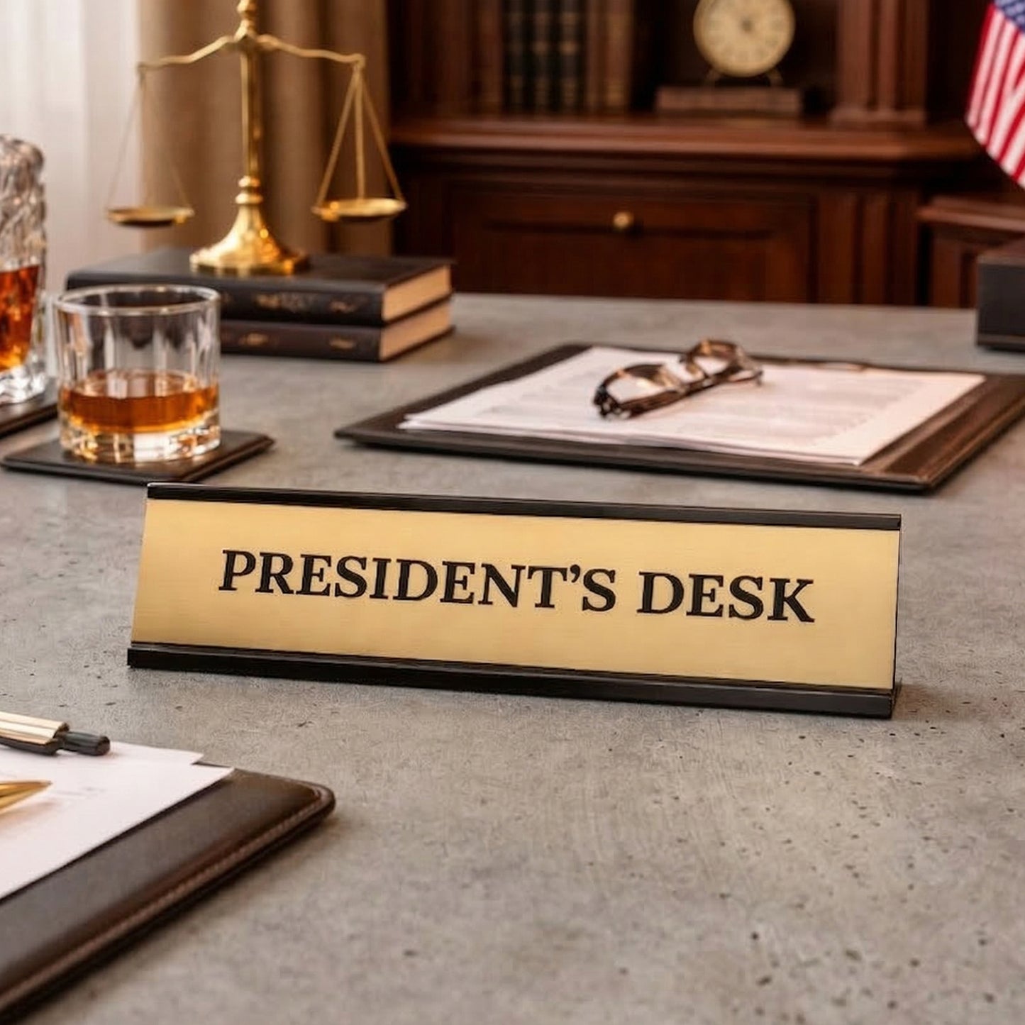 Signs ByLITA President's Desk Office Decoration Gift Black Frame Desk Sign (2x8")