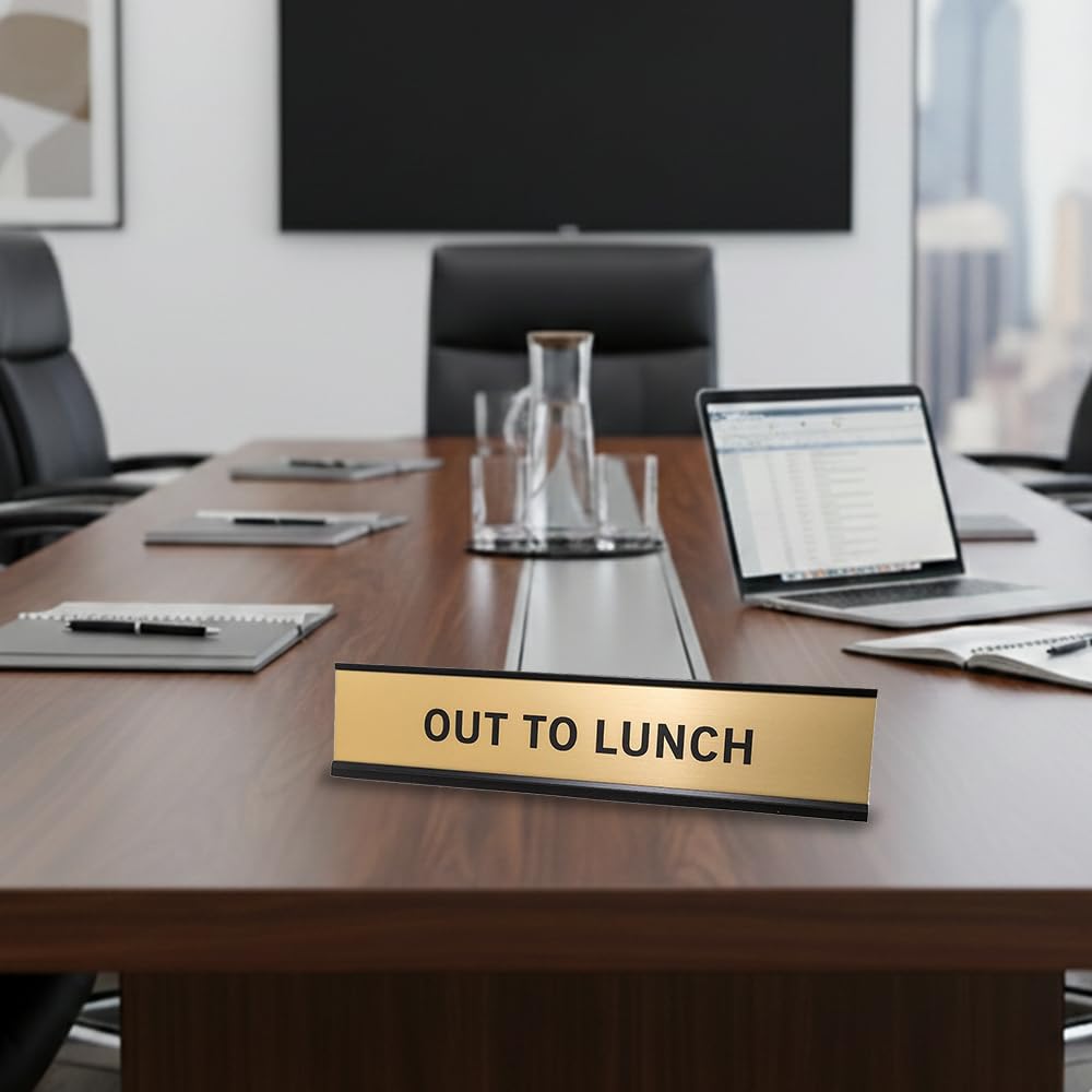 OUT TO LUNCH 2"x10" Nameplate Desk Sign