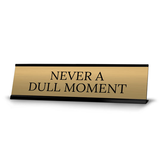 Never a Dull Moment Co-Worker Gift Black Frame Desk Sign - Office Desk Sign