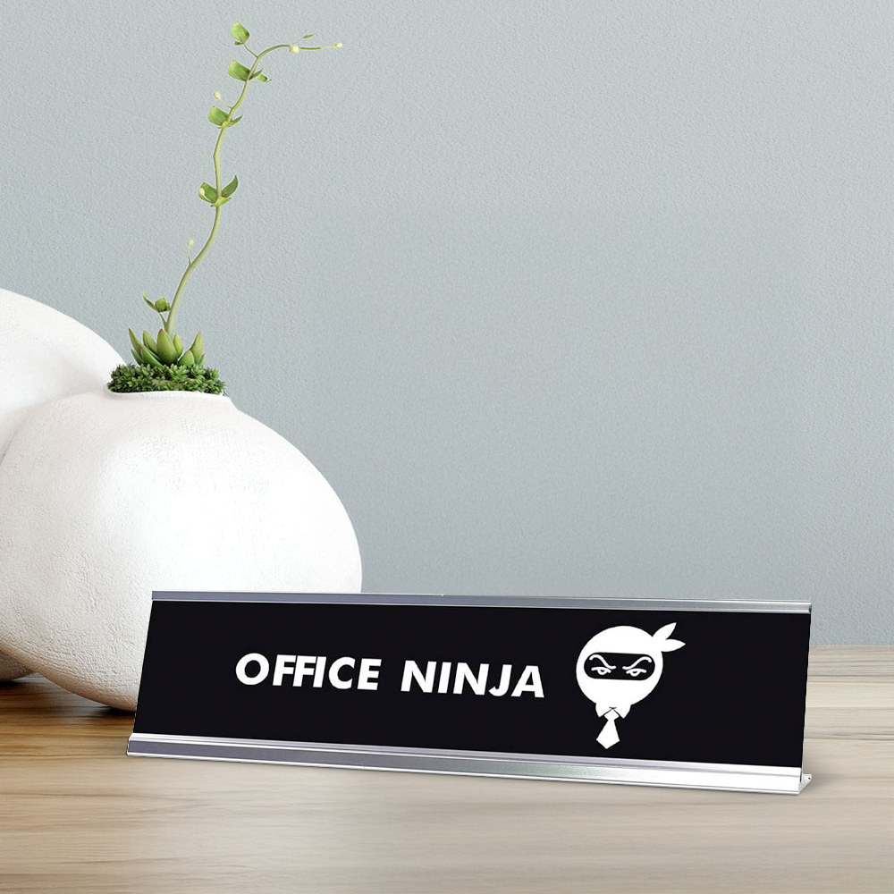Office Ninja Desk Sign, novelty nameplate (2 x 8")