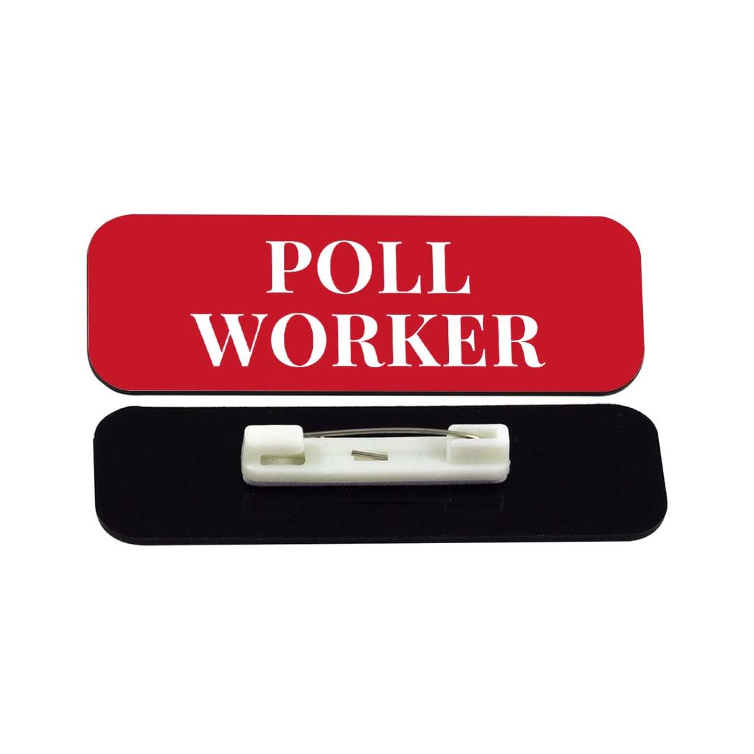 Poll Worker 1 x 3" Rounded Corner Name Badge | Stock Name Badges