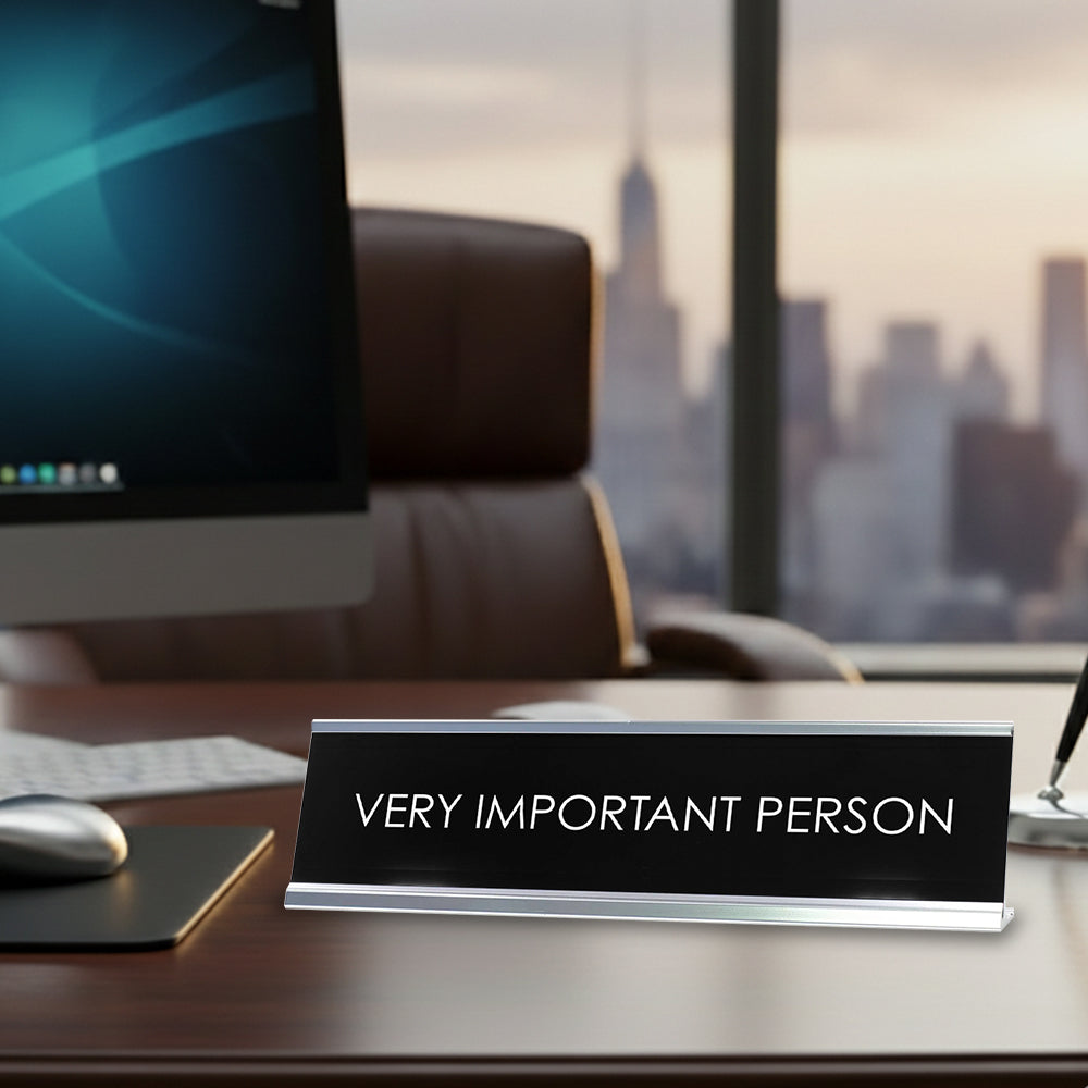 “VERY IMPORTANT PERSON” Novelty Desk Sign (2" x 10") – Funny Office Desk Decor – VIP Nameplate