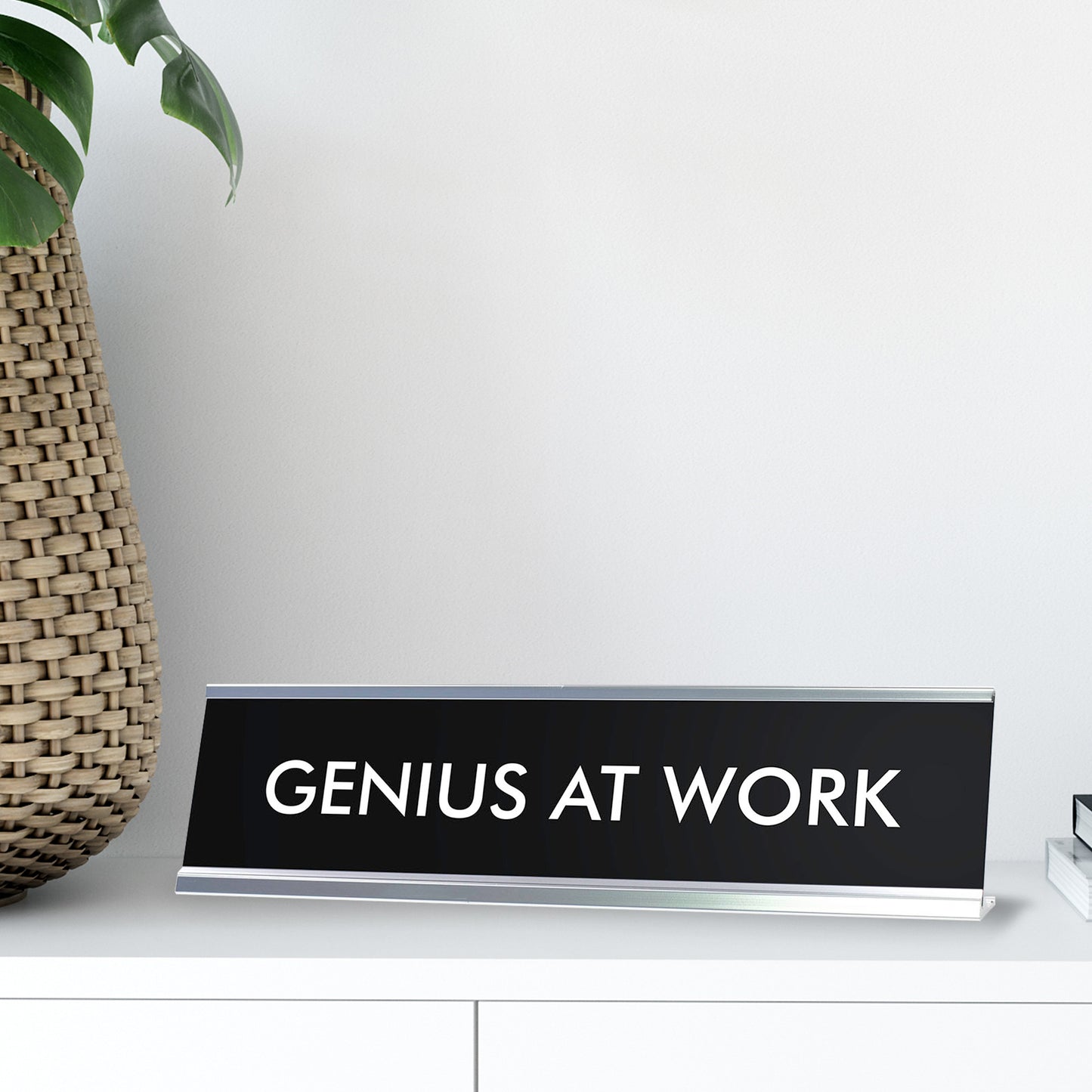 GENIUS AT WORK Novelty Desk Sign