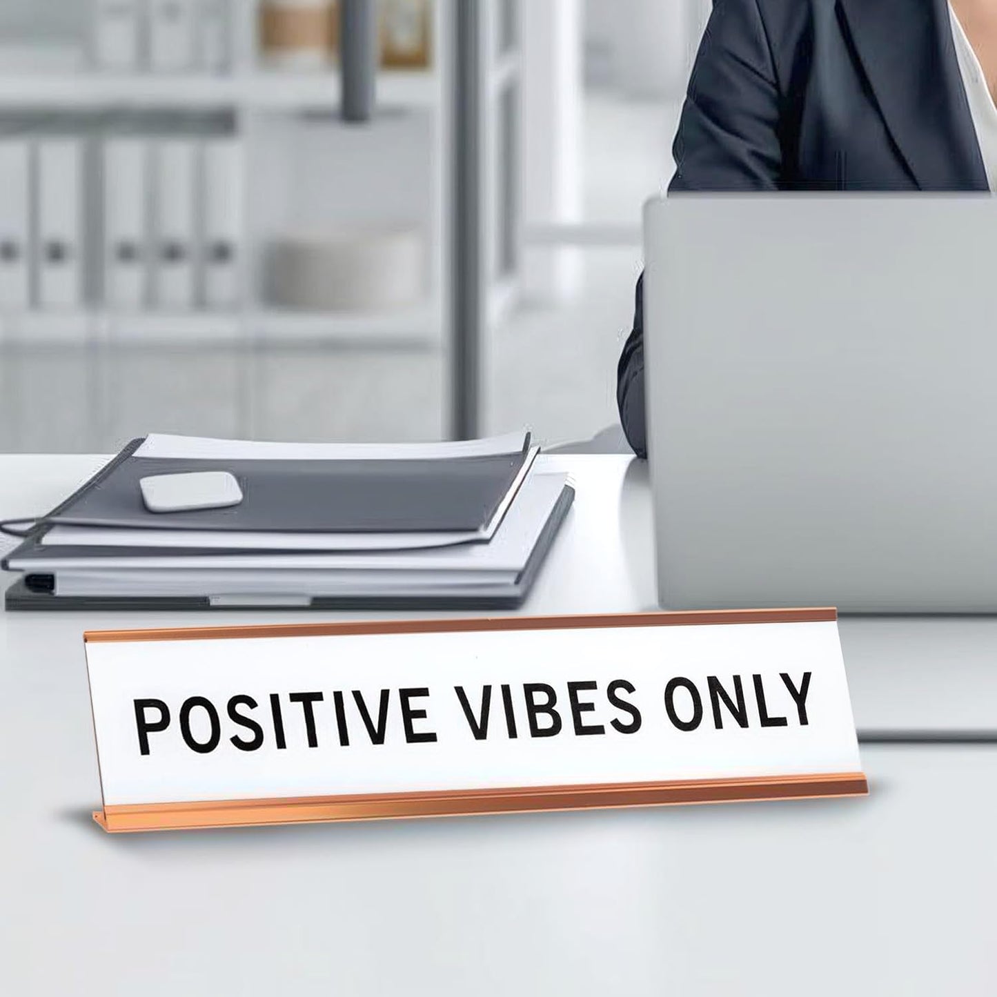 Positive Vibes Only 2"x10" Novelty Nameplate Desk Sign