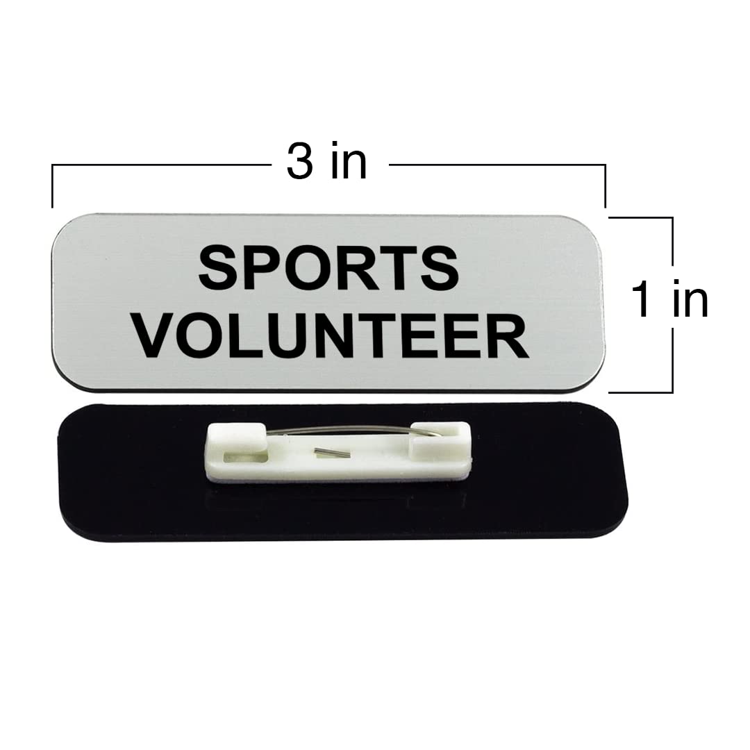 Sports volunteer 1 x 3" Name Tag/Badge, (3 Pack)