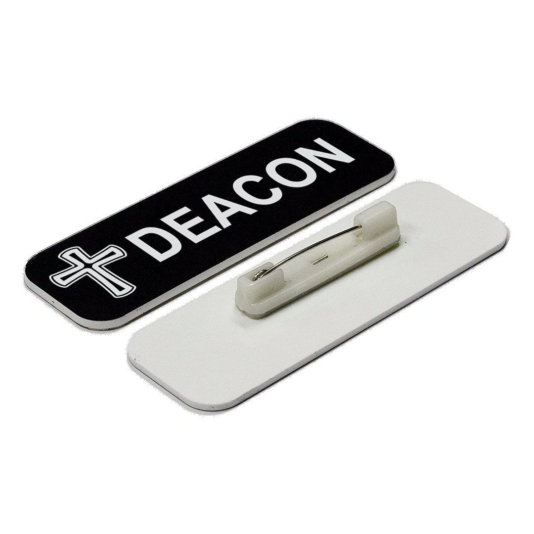 Deacon, Cross Design, 1 x 3" Name Tag/Badge, (3 Pack)