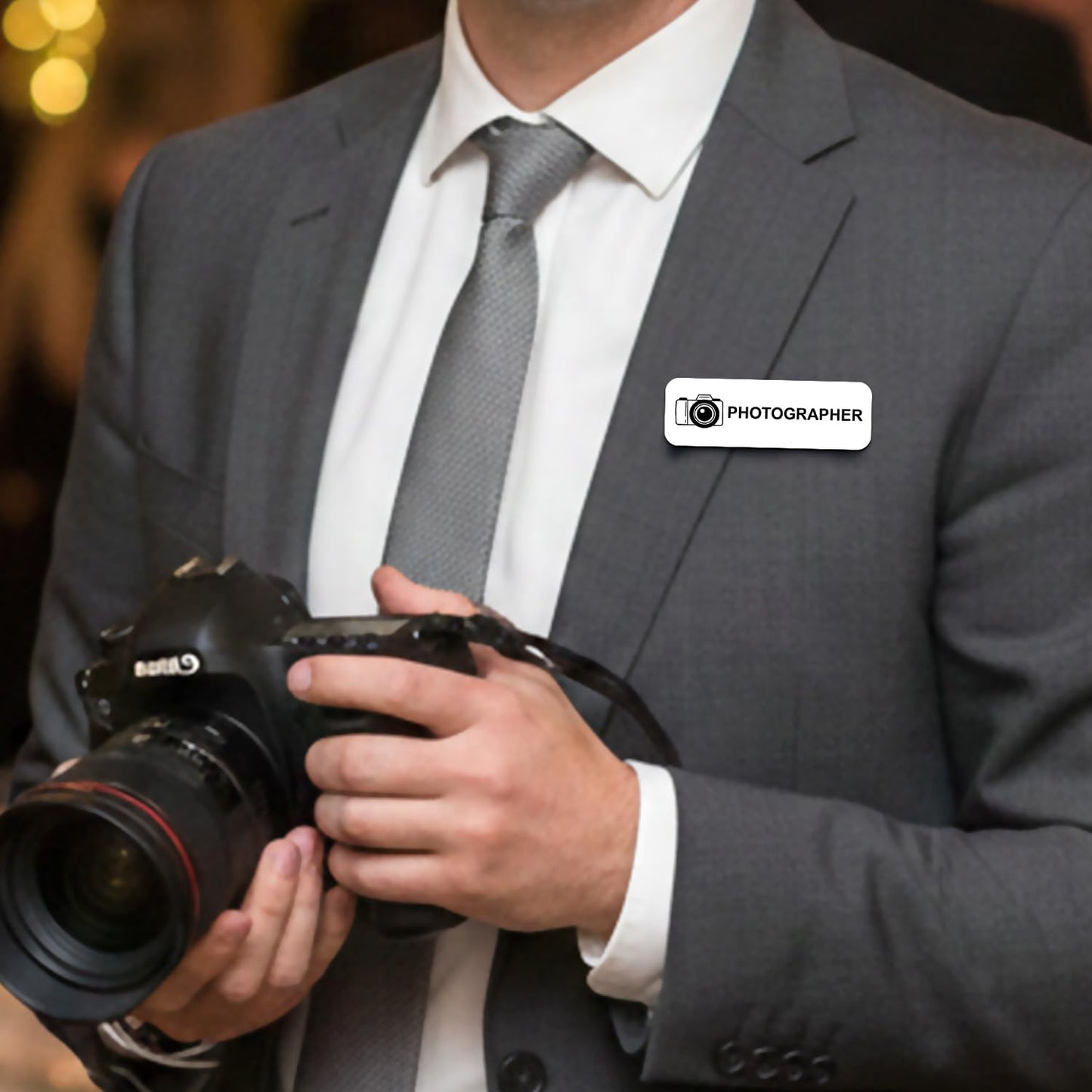 Photographer 1" x 3" Name Tag/Badge, (3 Pack)