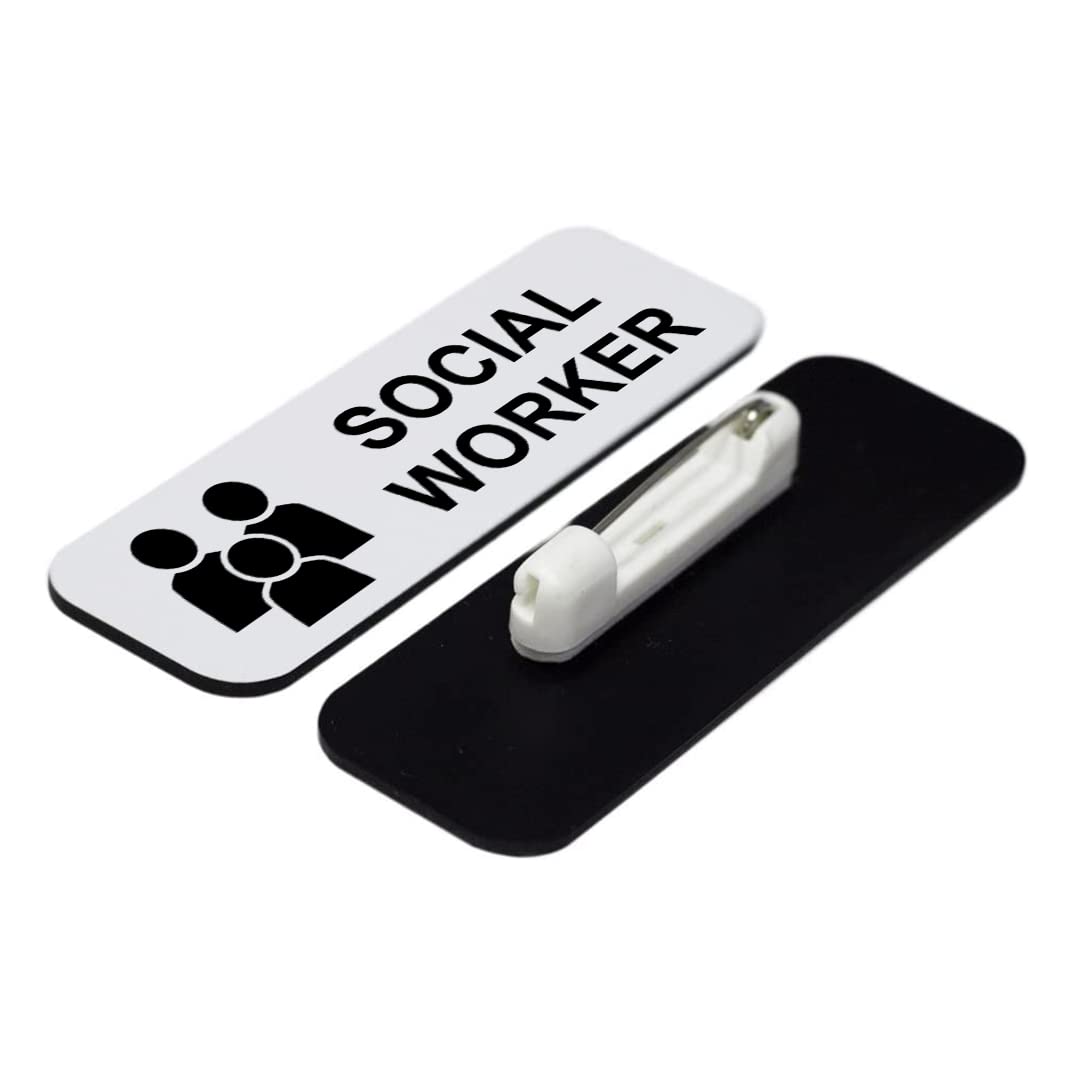Social Worker 1 x 3" Name Tag/Badge, (3 Pack)