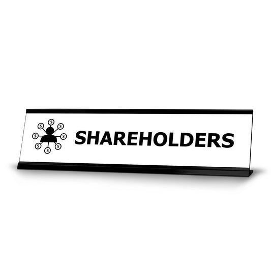 Shareholders, Black Frame Desk Sign - Office Desk Sign