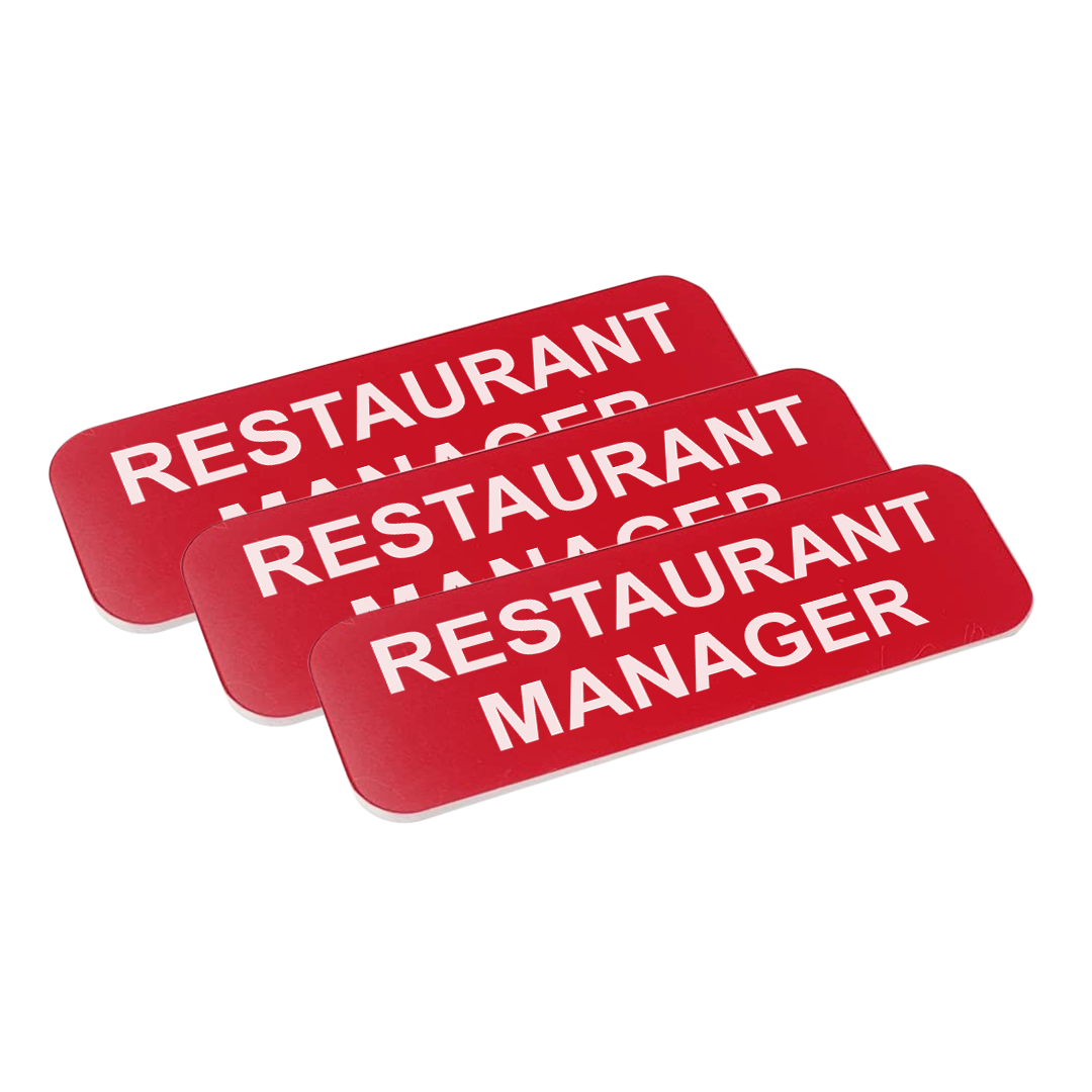 Restaurant Manager 1 x 3" Name Tag/Badge, (3 Pack)
