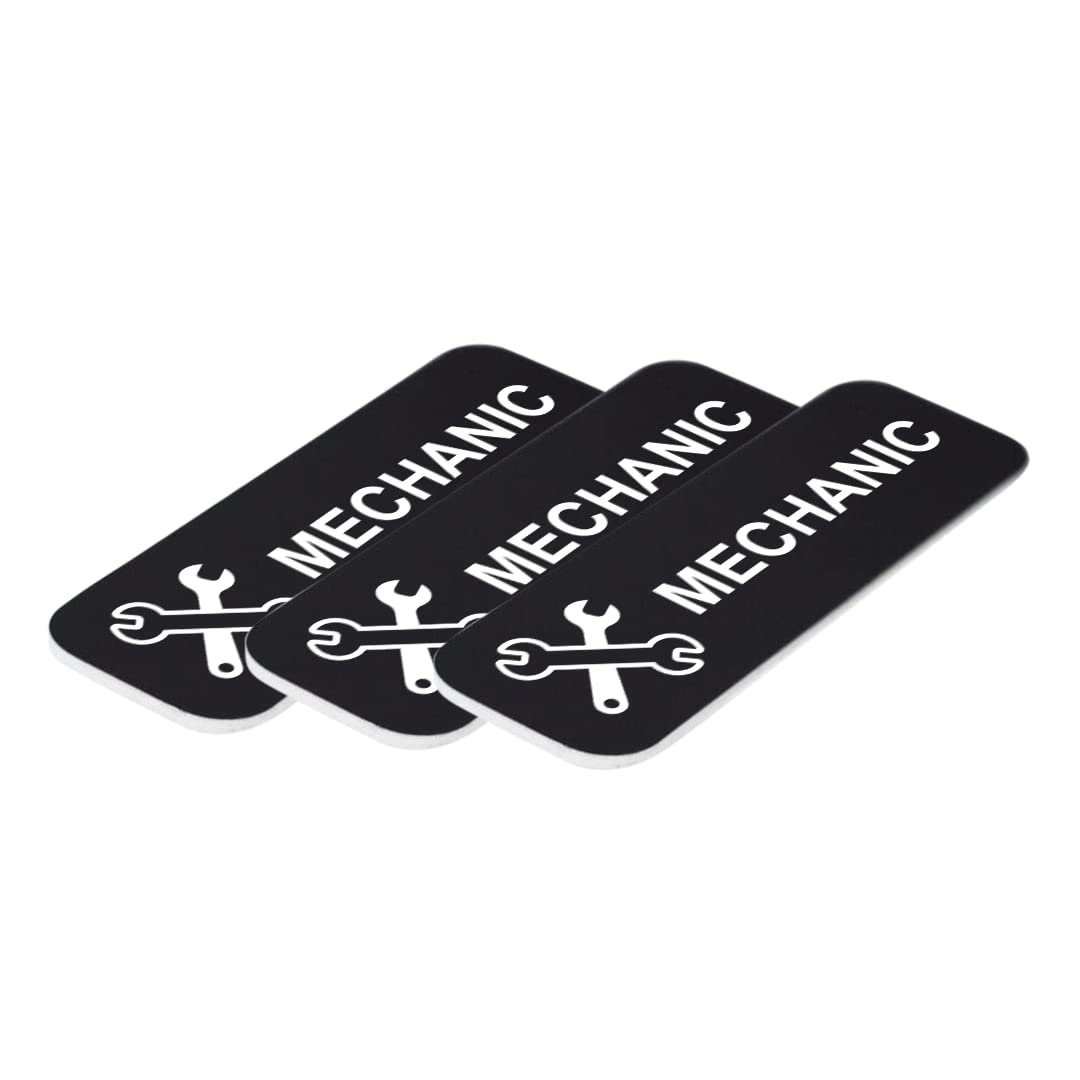 Mechanic 1 x 3" Name Tag/Badge, (3 Pack)