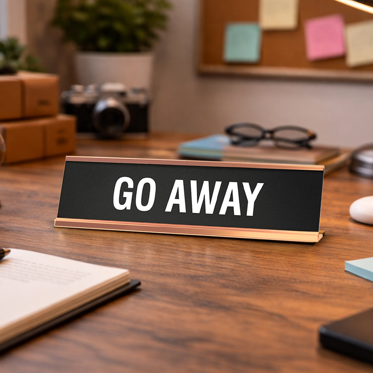 GO AWAY Novelty Desk Sign