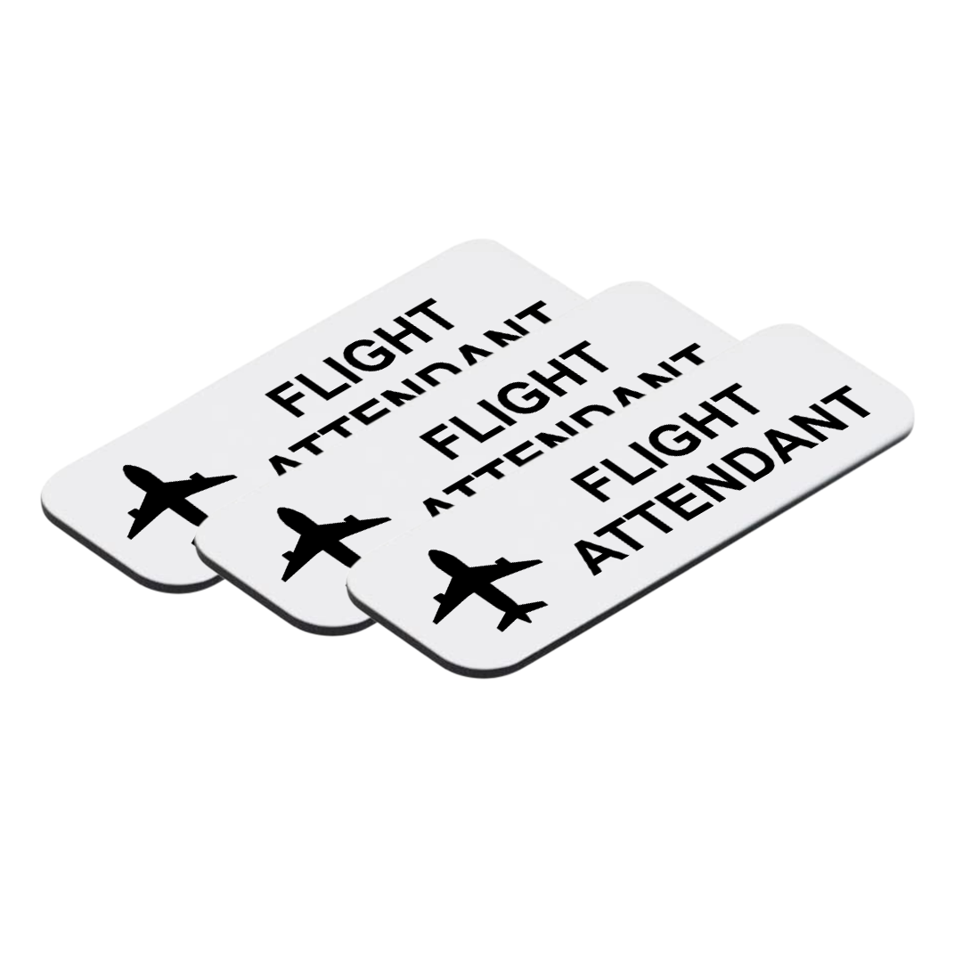 Flight Attendant 1 x 3" Name Tag/Badge, (3 Pack)