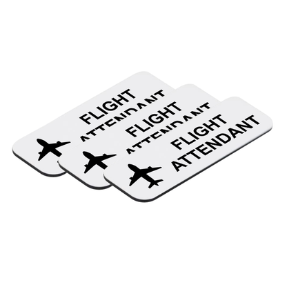 Flight Attendant 1 x 3" Name Tag/Badge, (3 Pack)