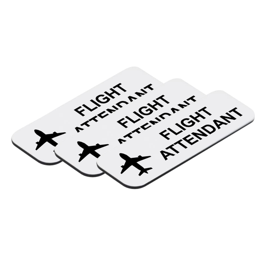 Flight Attendant 1 x 3" Name Tag/Badge, (3 Pack)