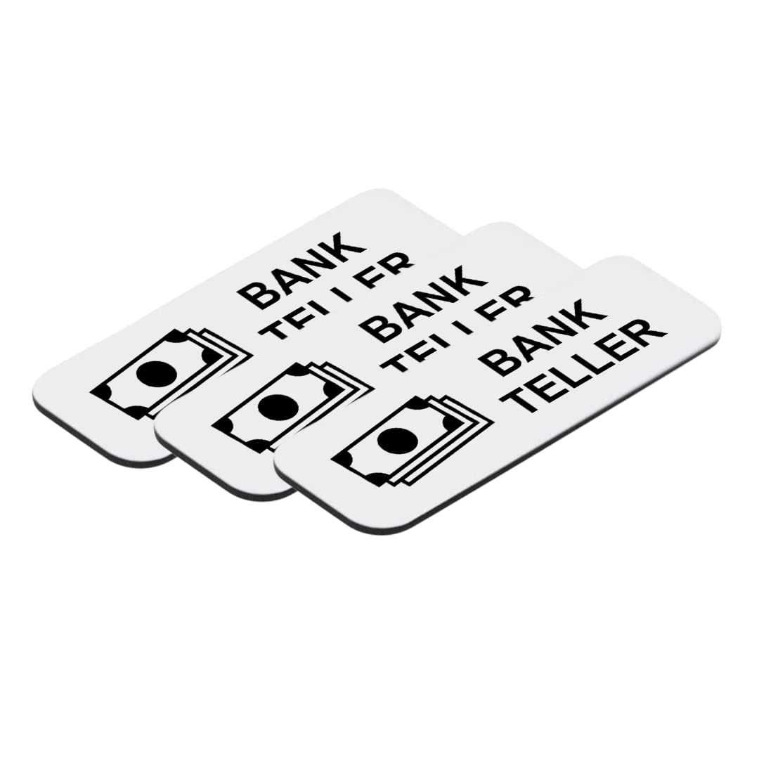 Bank Teller 1 x 3" Name Tag/Badge, (3 Pack)