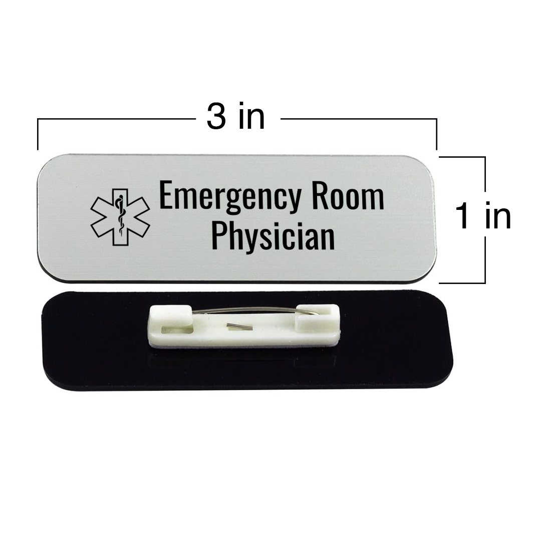 Emergency Room Physician 1 x 3" Rounded Corner Name Badge | Medical Specialism Badges