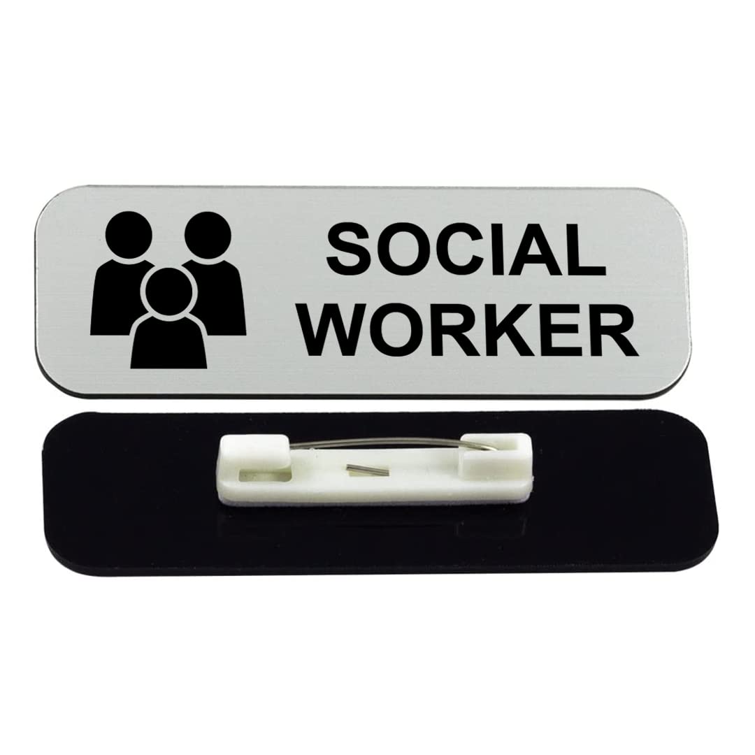 Social Worker 1 x 3" Name Tag/Badge, (3 Pack)