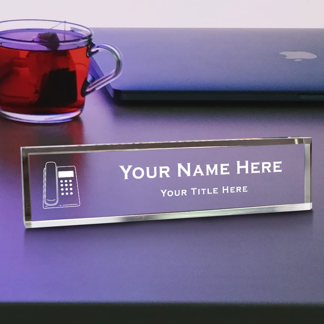 Front Desk (Phone Vector) Personalized Acrylic Desk Sign (2" x 10")