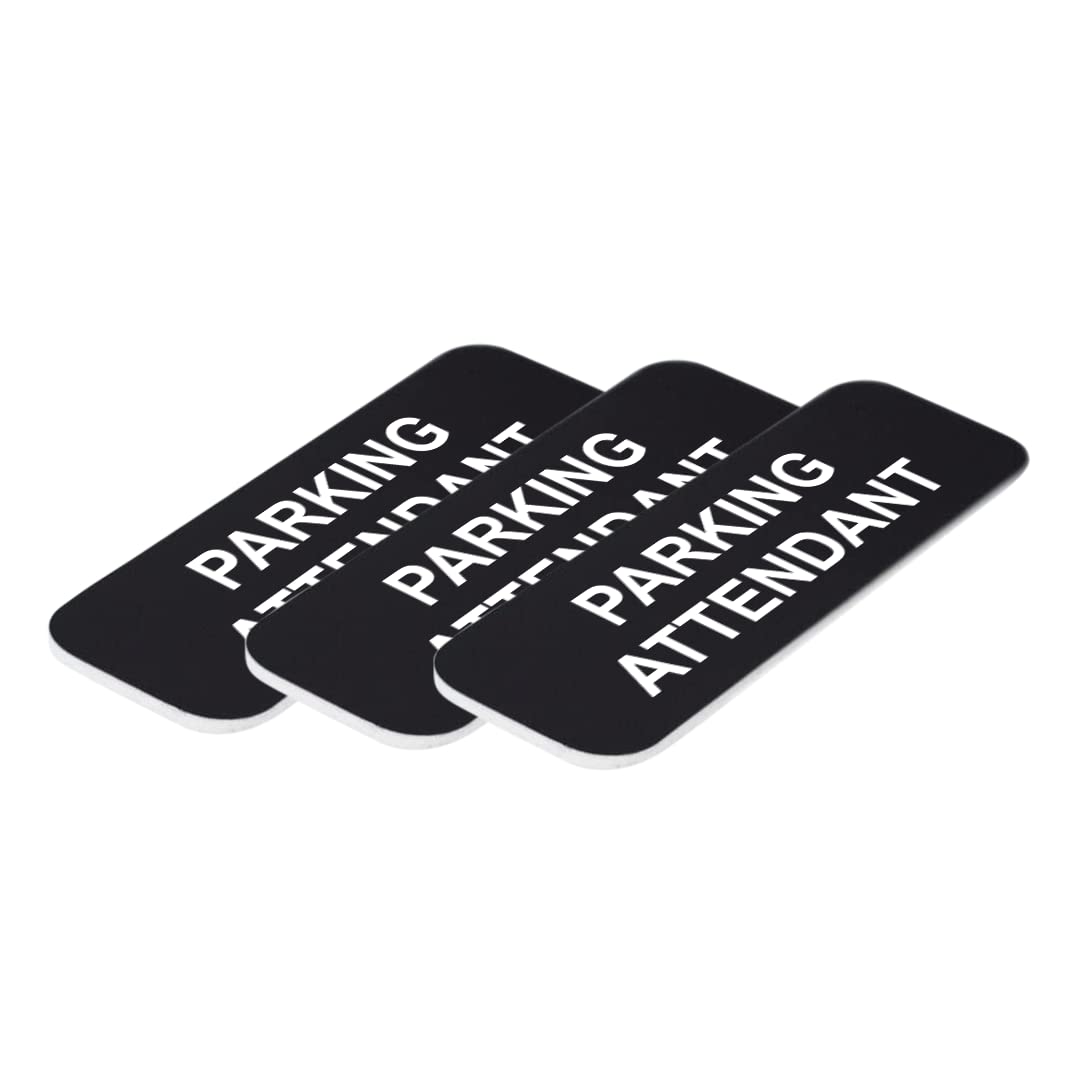 Parking Attendant 1 x 3" Name Tag/Badge, (3 Pack)