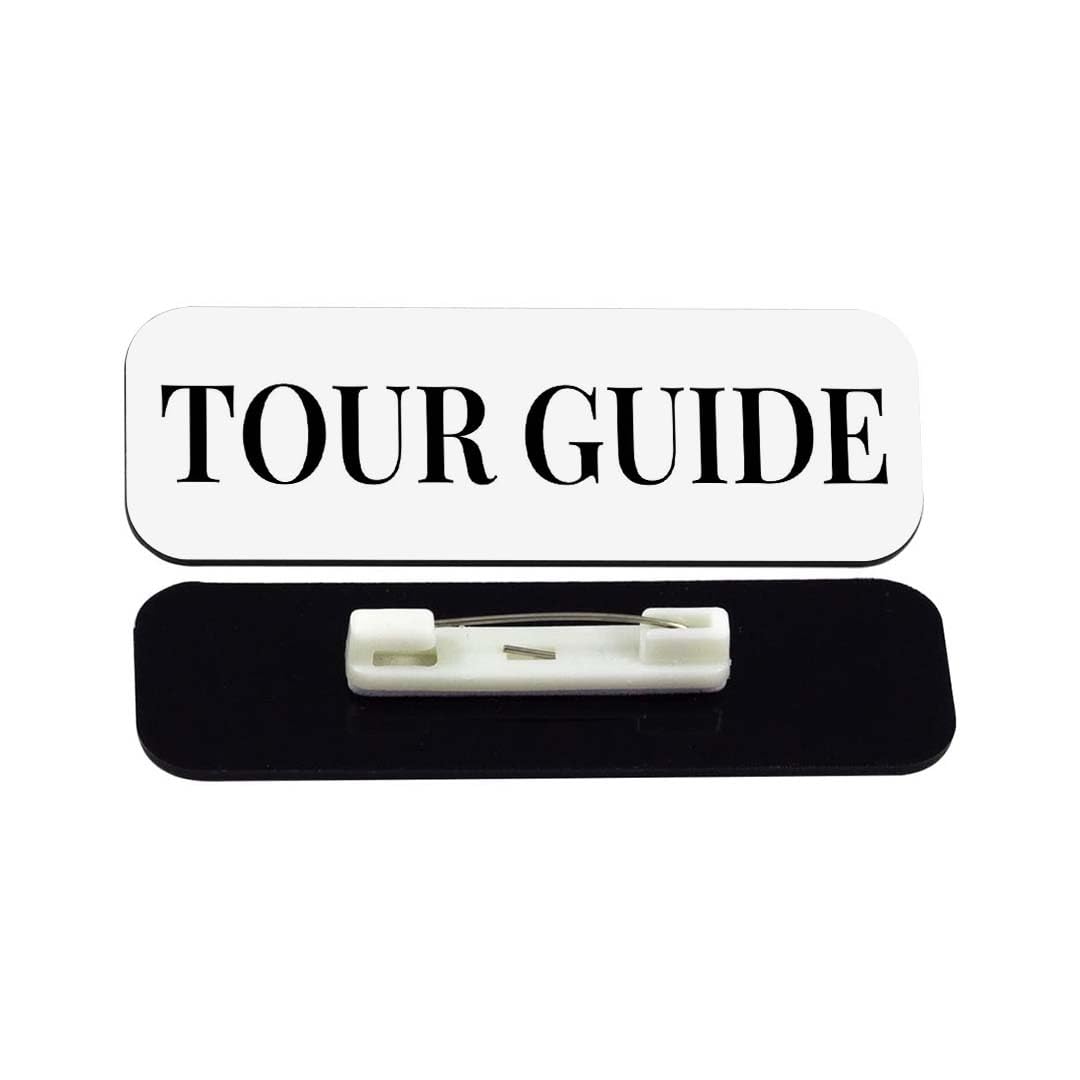 Tour Guide 1 x 3" Rounded Corner Name Badge | Stock Name Badges