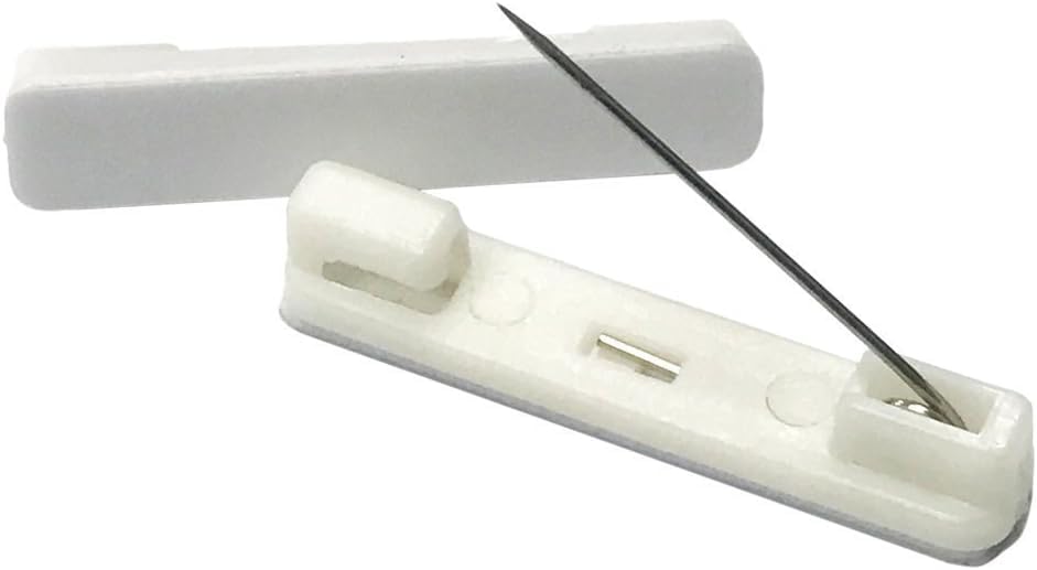 20 White Safety Pin Bar w/ Adhesive ID Badge Crafts