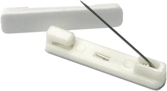 20 White Safety Pin Bar w/ Adhesive ID Badge Crafts