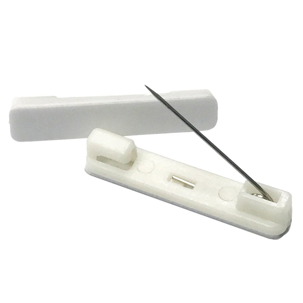 100 White Safety Pin Bar w/ Adhesive ID Badge Crafts