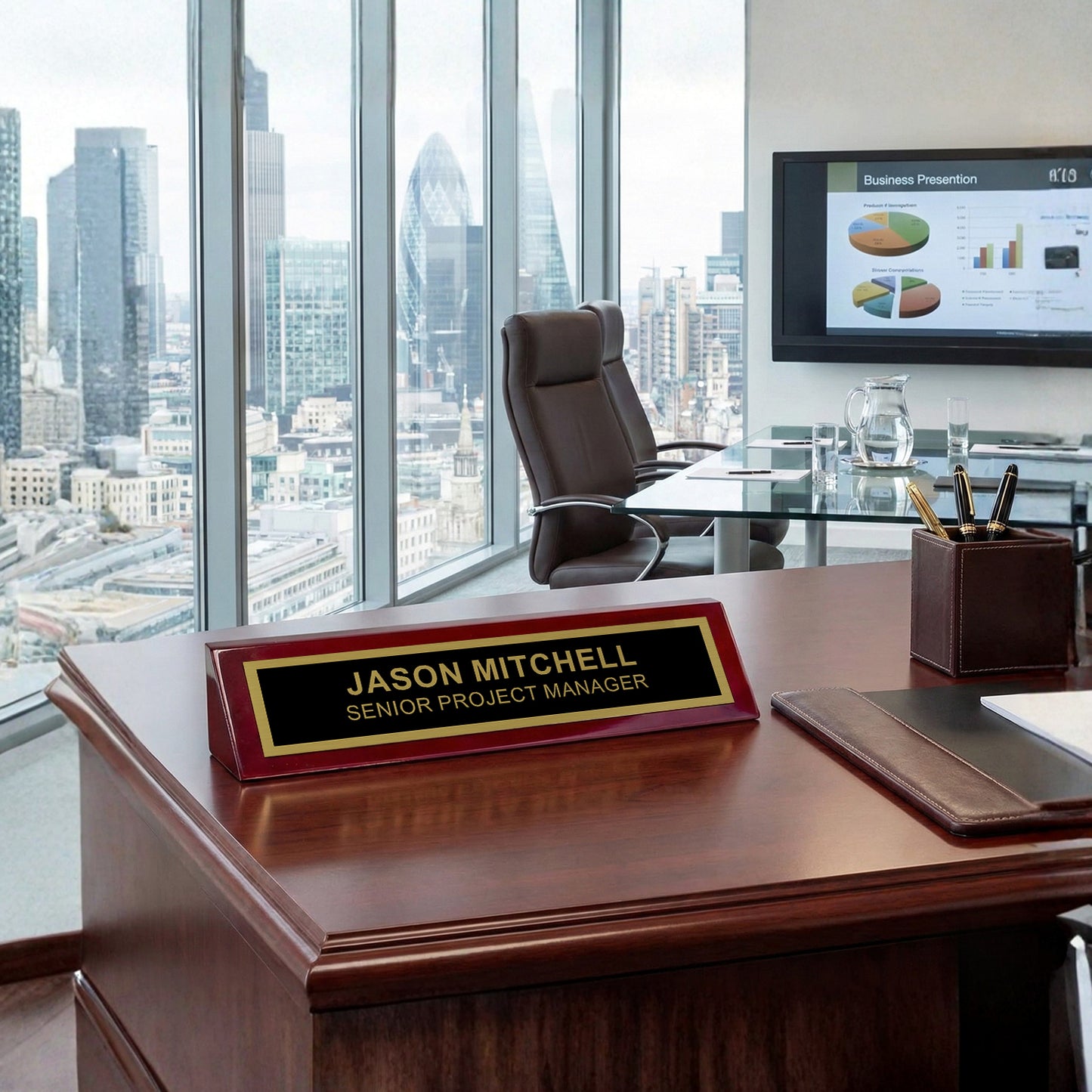 Piano Finished Rosewood Desk Name Plate