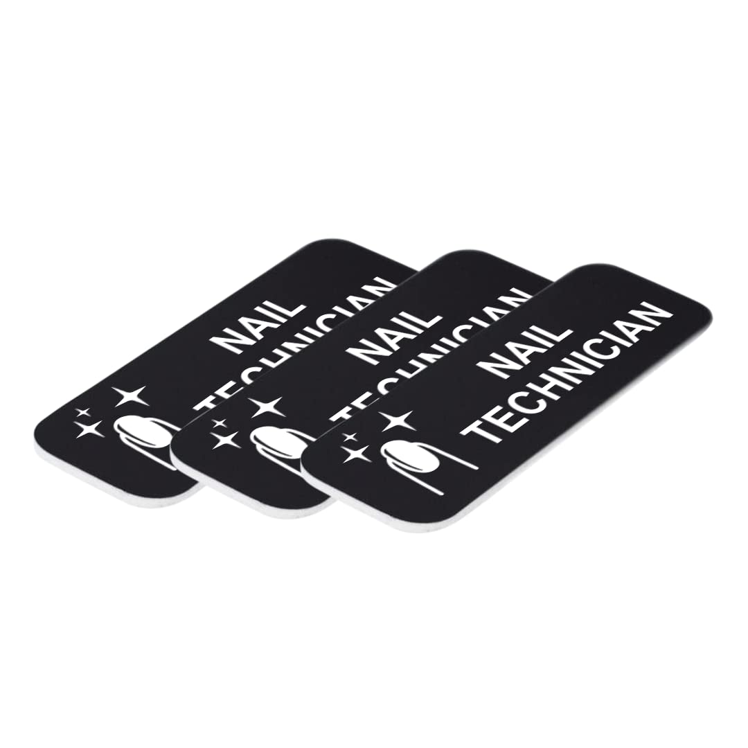 Nail Technician 1 x 3" Name Tag/Badge, (3 Pack)