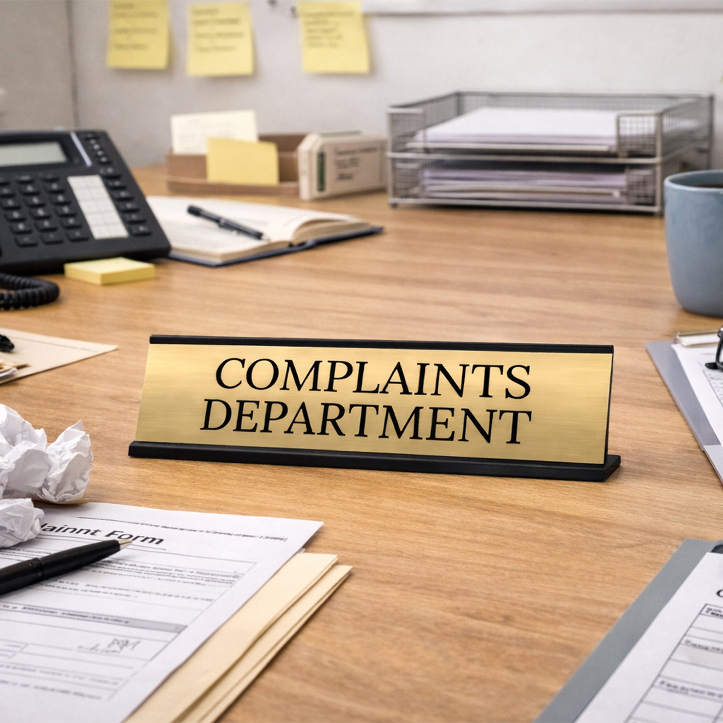 Signs ByLITA Complaints Department Office Decoration Gift Black Frame Desk Sign (2x8")