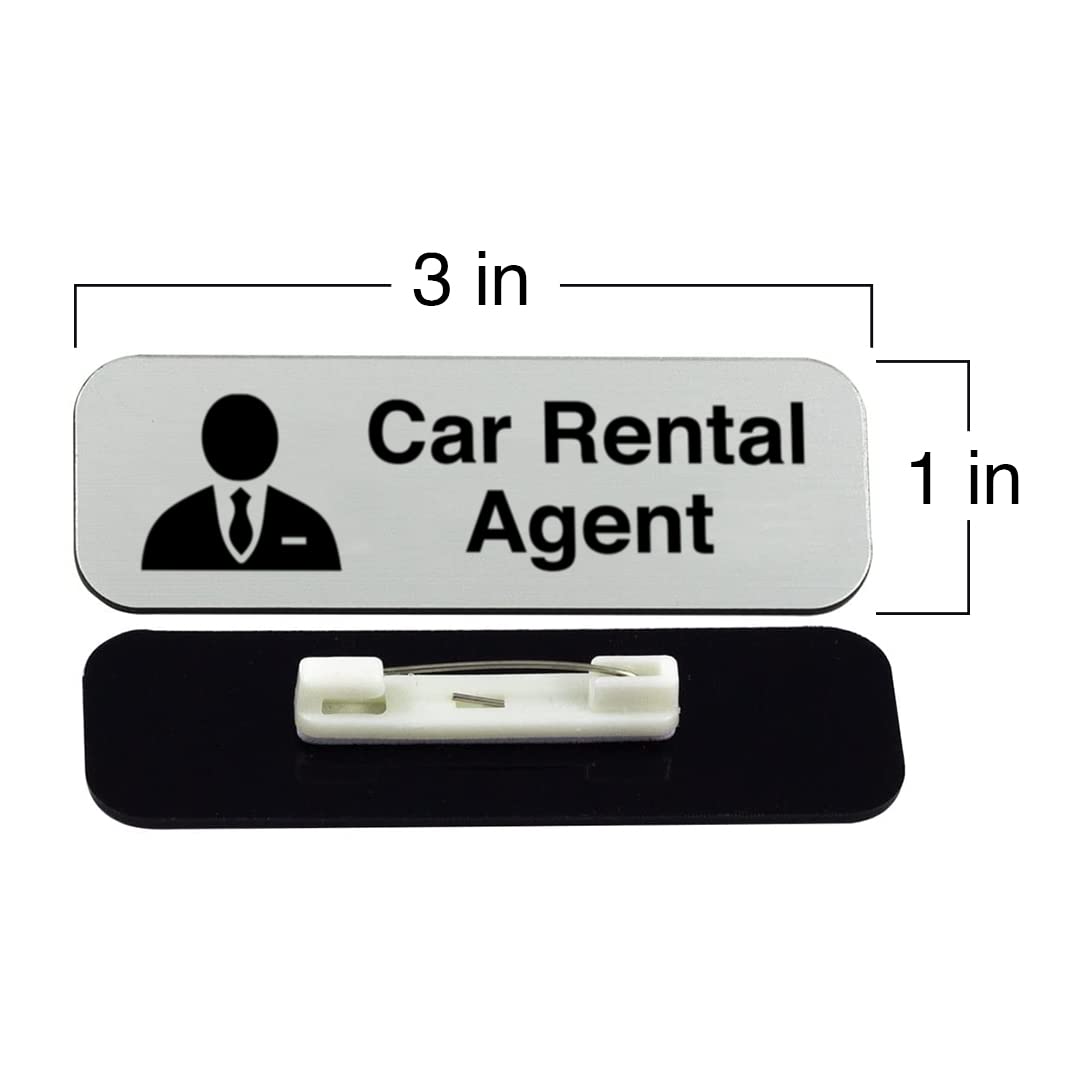 Signs ByLITA Car Rental Agent Graphic 1 x 3" Name Tag/Badge, (3 Pack)