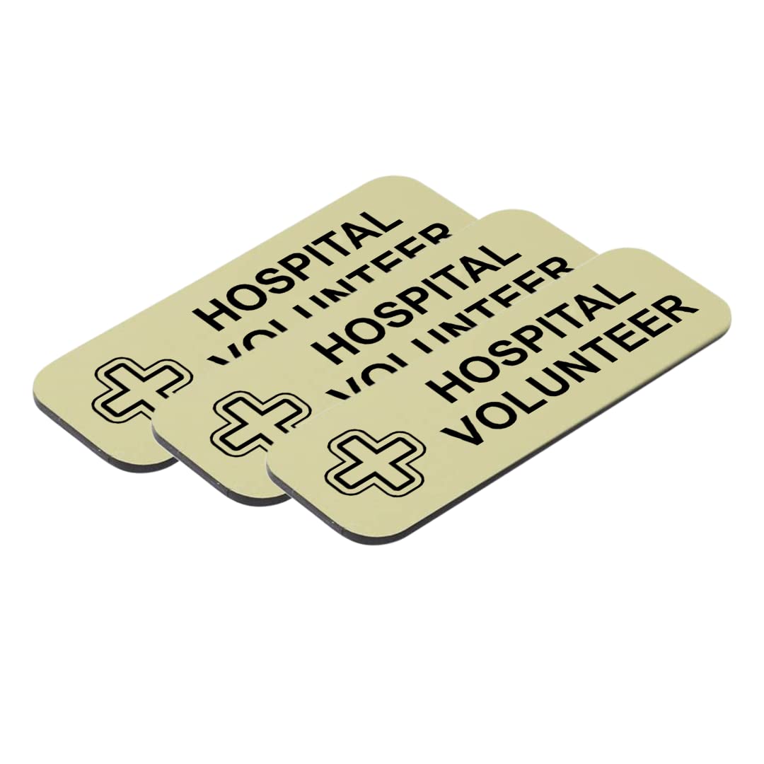Hospital Volunteer 1 x 3" Name Tag/Badge, (3 Pack)