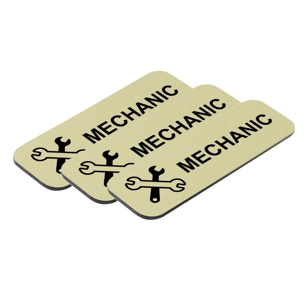 Mechanic 1 x 3" Name Tag/Badge, (3 Pack)