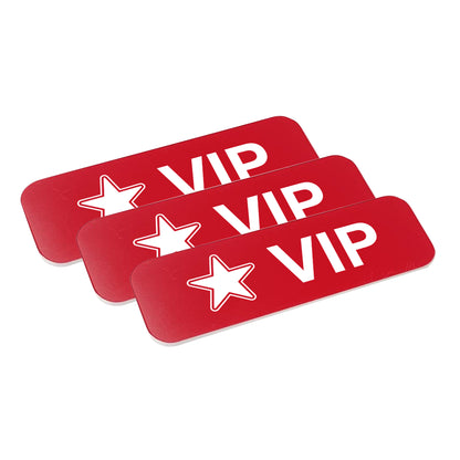 VIP (Star) 1 x 3" Name Tag/Badge, (3 Pack)