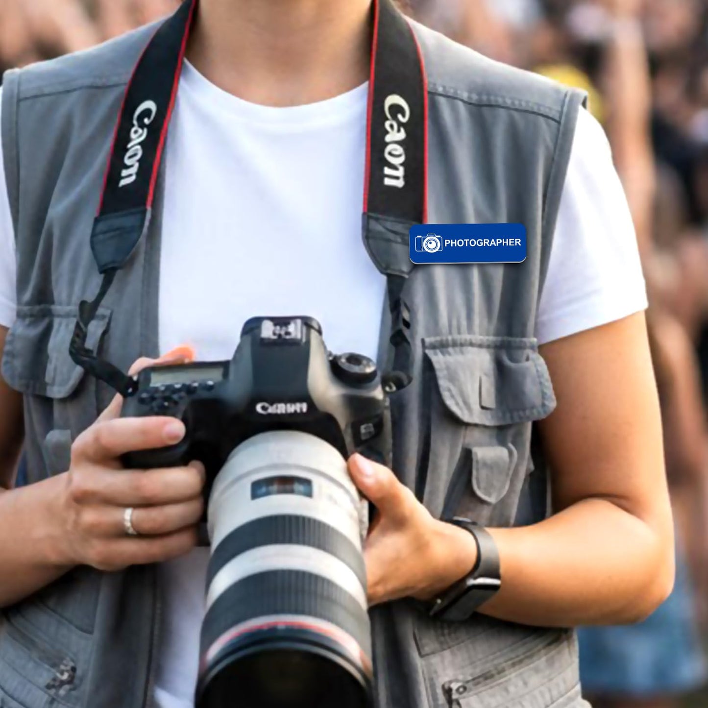 Photographer 1" x 3" Name Tag/Badge, (3 Pack)