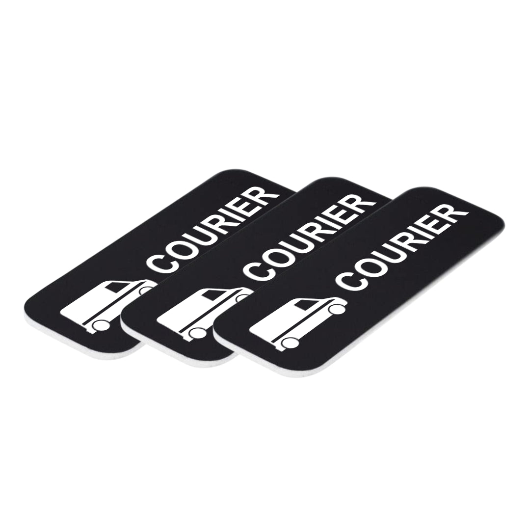 Courier (Van Design) 1 x 3" Name Tag/Badge, (3 Pack)