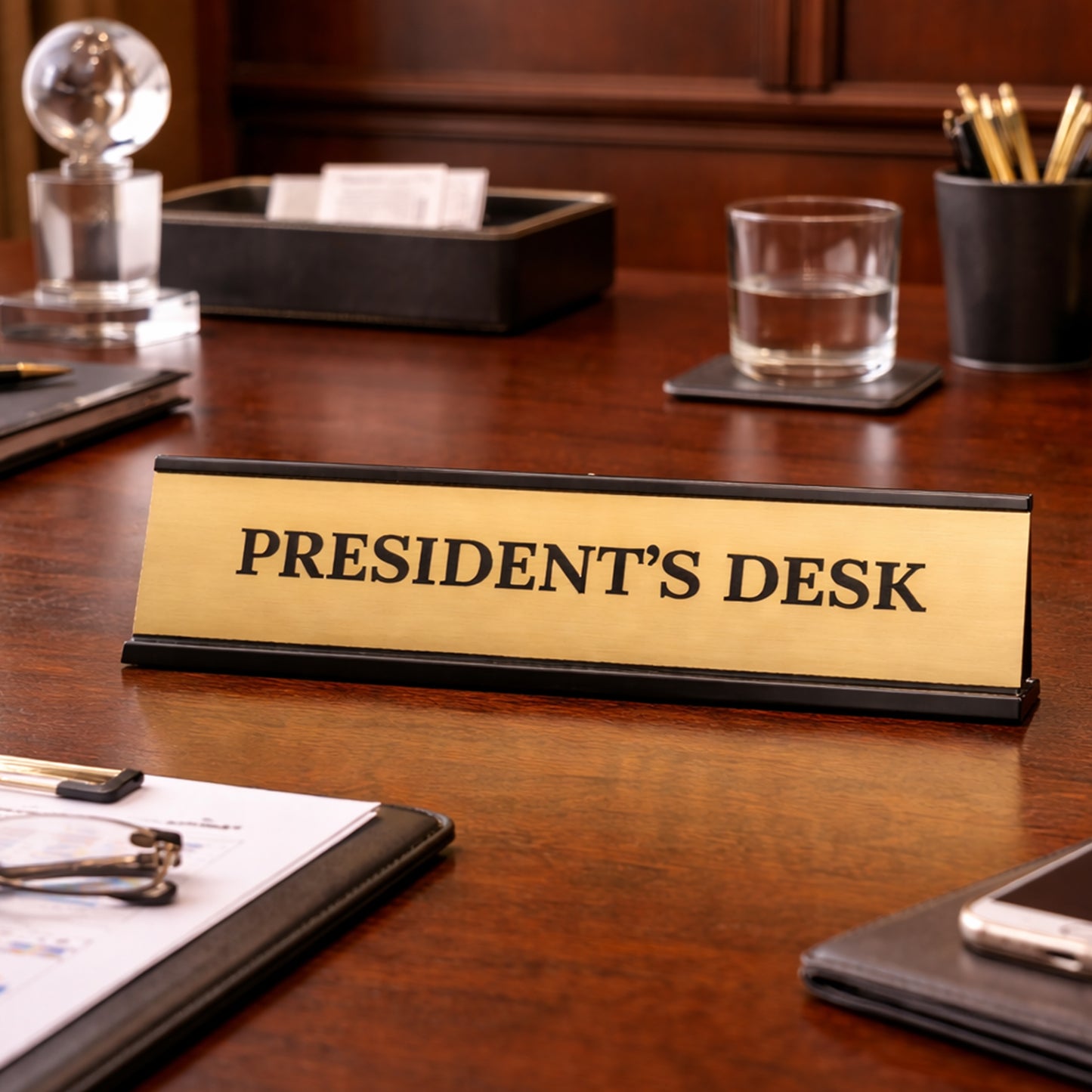 Signs ByLITA President's Desk Office Decoration Gift Black Frame Desk Sign (2x8")
