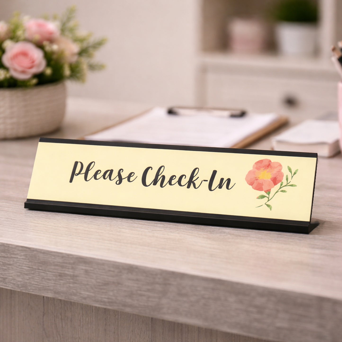 Please Check-In, Designer Desk Sign 2 x 8