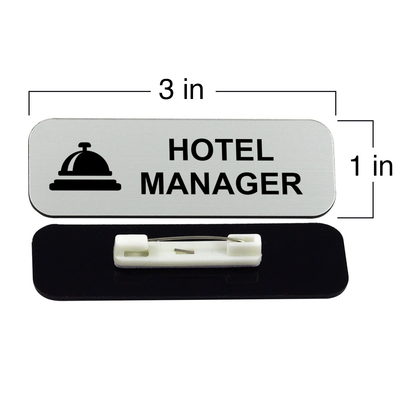 Hotel Manager (Bell) 1 x 3" Name Tag/Badge, (3 Pack)