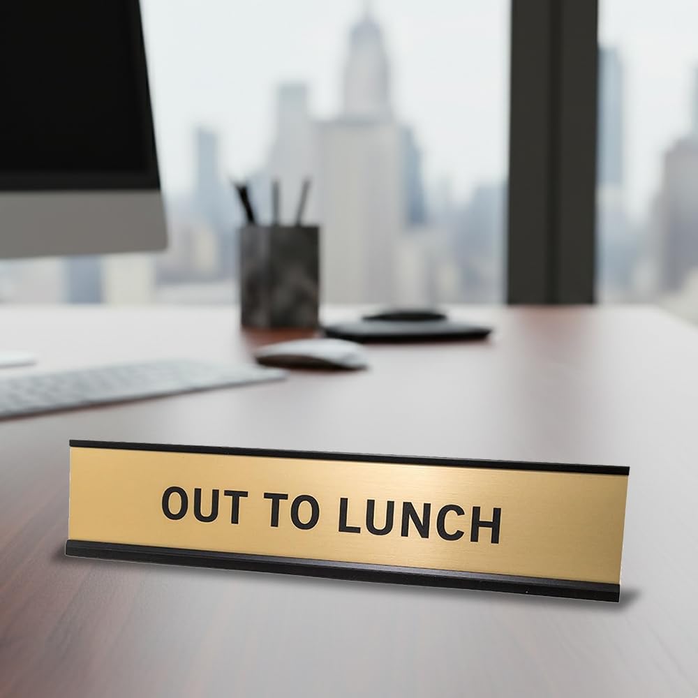 OUT TO LUNCH 2"x10" Nameplate Desk Sign