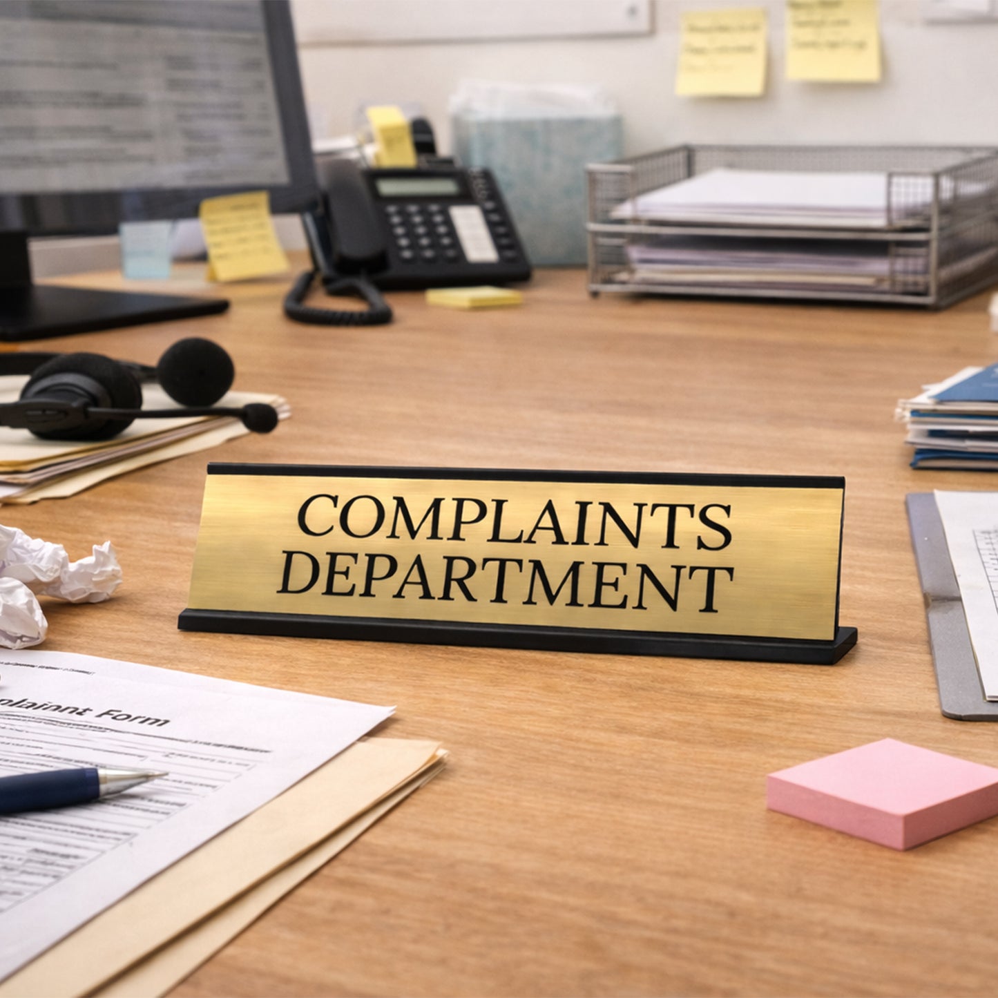 Signs ByLITA Complaints Department Office Decoration Gift Black Frame Desk Sign (2x8")